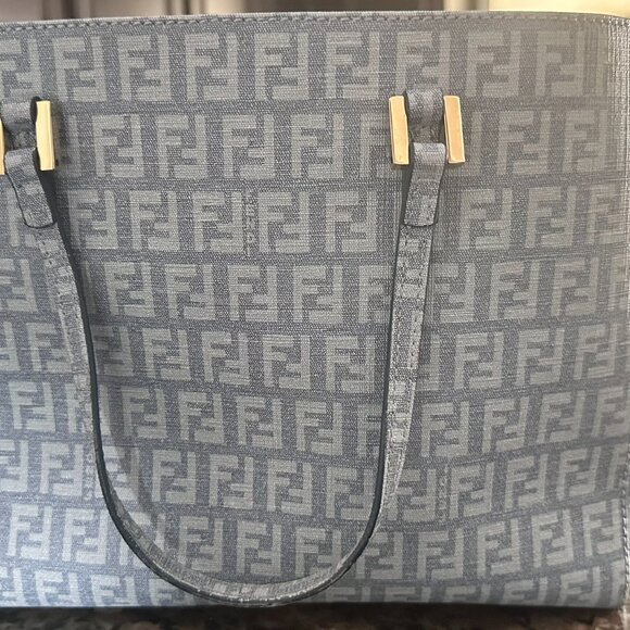 Fendi Baby Blue Zuchinno Coated Canvas Small Tote - Picture 11 of 12